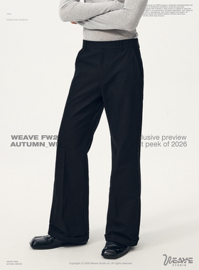 weave 长期主义 黑色通勤直筒西裤垂感抗皱复古百搭休闲长裤男