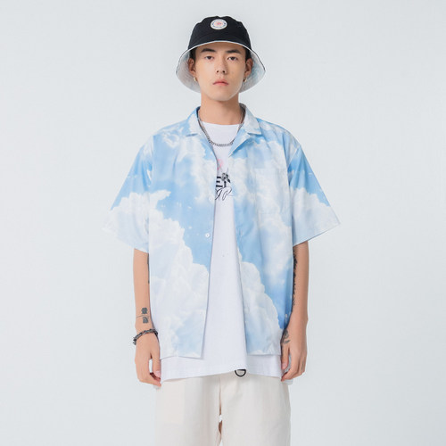 ravenous蓝天白云刘宇短袖衬衫