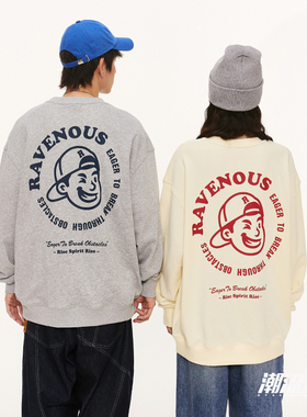 Ravenous重返校园系列圆领套头卫衣男女同款宽松潮牌春夏新款