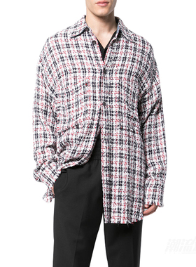 潮流观止 Faith Connexion 经典粉色黑色编织格子衬衣外套