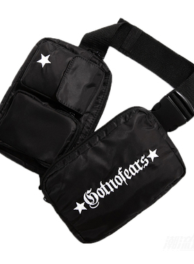 GOTNOFEARS 20SS GNF 新款黑色休闲腰包胸包潮牌男女款罗志祥潮牌