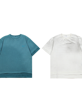 潮流观止 ADER ERROR 水洗做旧字母LOGO刺绣宽松圆领情侣短袖T恤