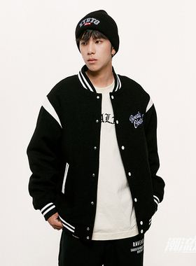 RAVENOUS毛呢刺绣棒球夹克男女同款棒球服外套