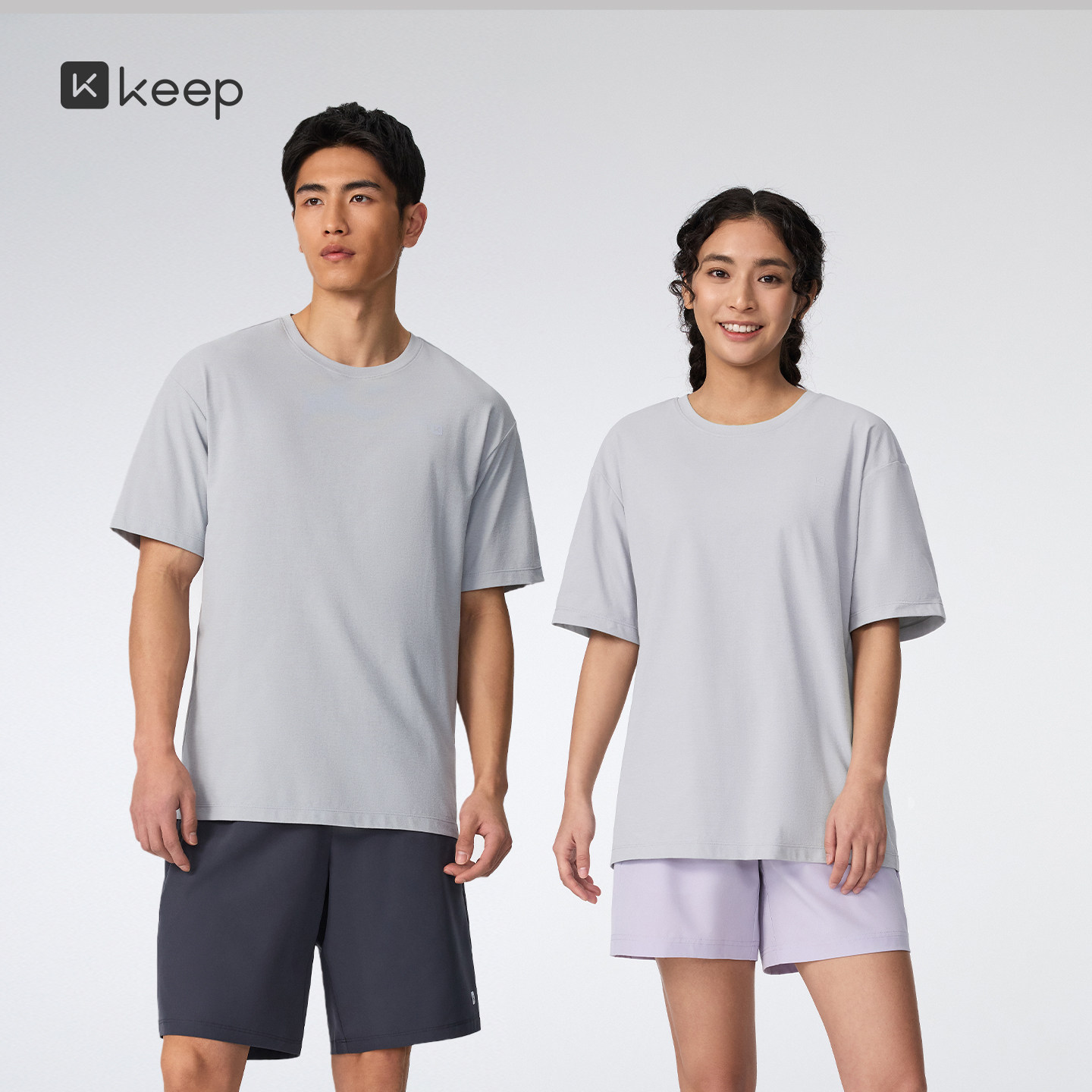 Keep女带胸垫方领裸感瑜伽T恤