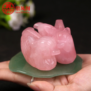 粉红鸳鸯摆件百年好合婚庆结婚礼物水晶鸳鸯摆件家居装饰