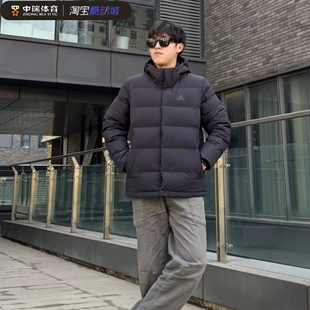 保暖面包KE5404 冬季 adidas阿迪达斯男款 羽绒服连帽黑色纯色长袖