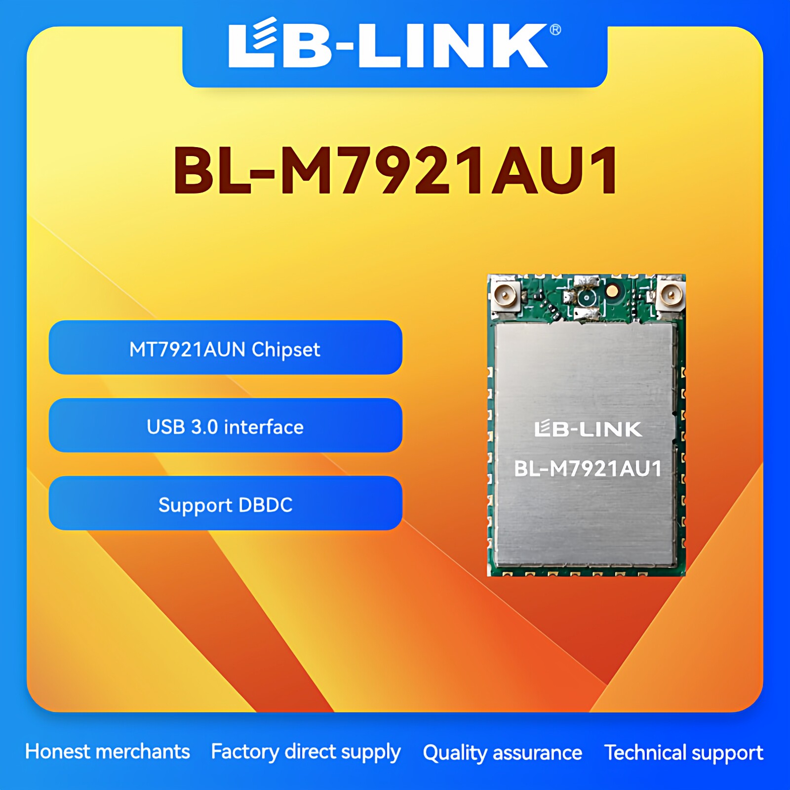 BL-M7921AU1无线wifi6双频5G千兆WIFI6+蓝牙无线WIFI模块MT7921AU