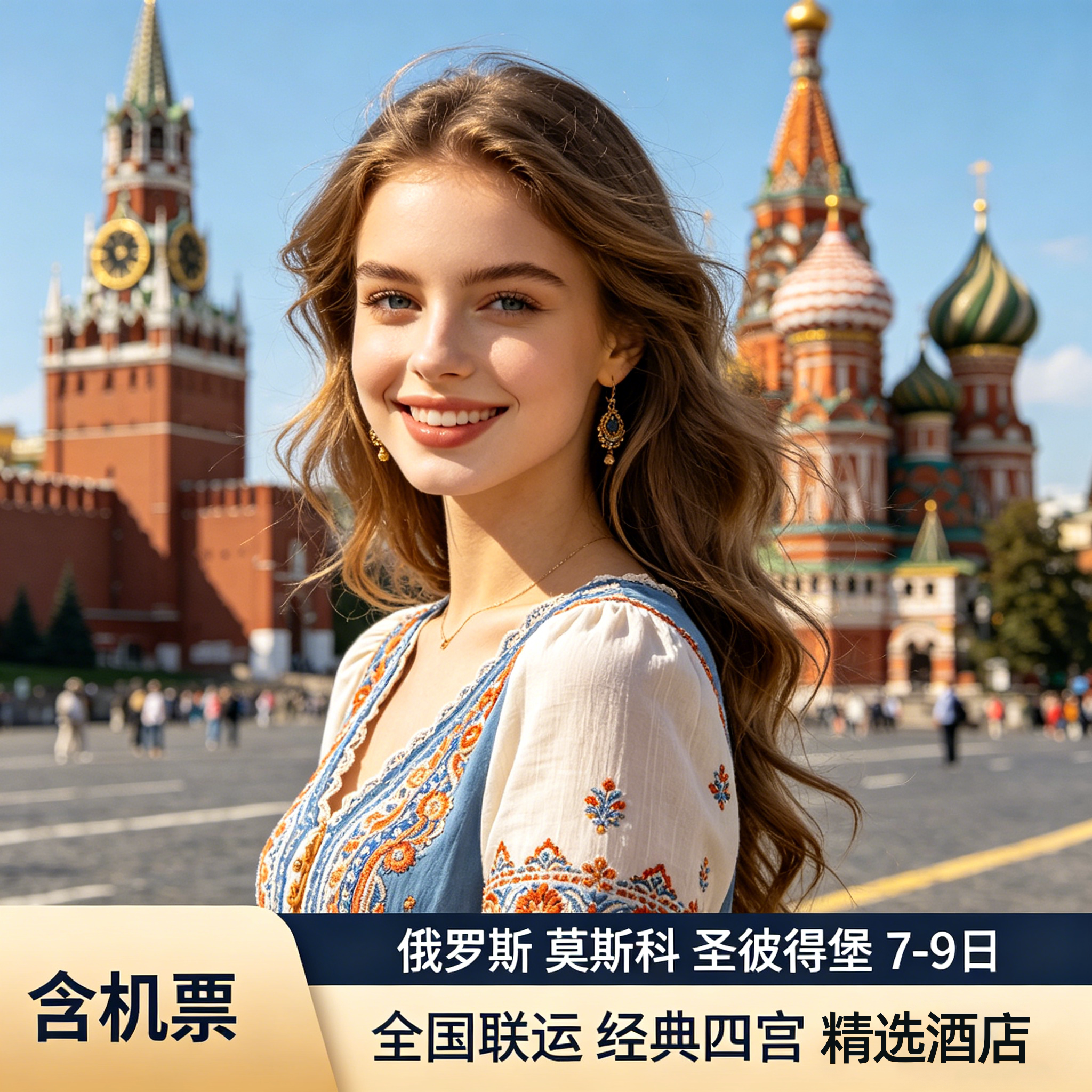 国庆含机票俄罗斯旅游莫斯科圣彼出境跟团游