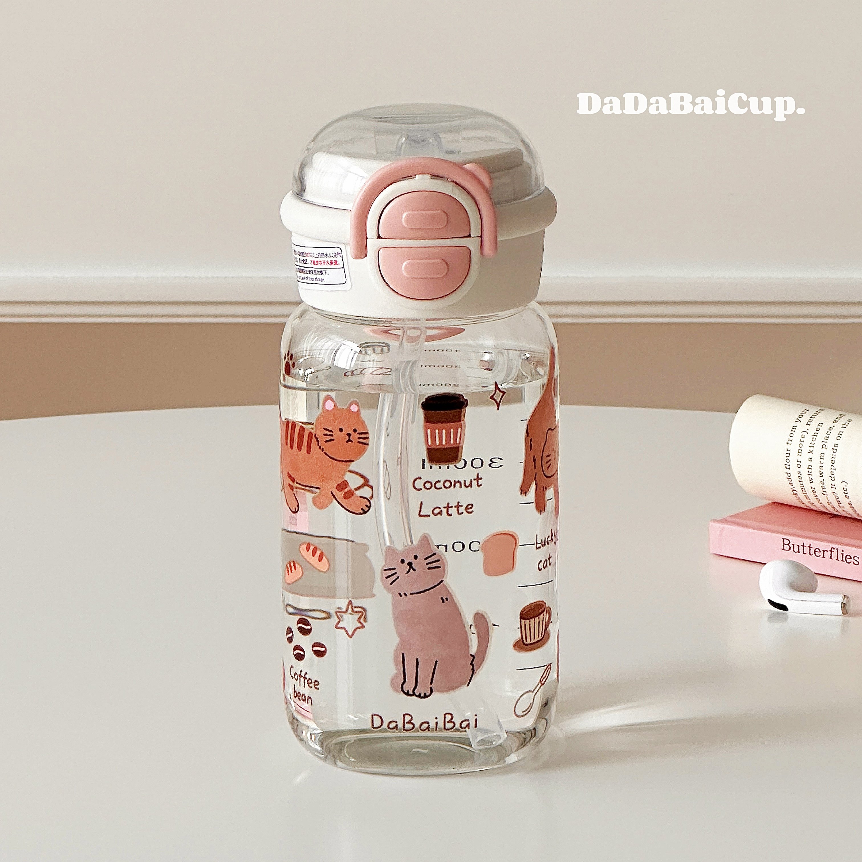 高硼硅玻璃杯便携提环吸管杯子卡通猫咪女生高颜值水杯学生随手杯,餐饮具,玻璃杯,淘宝优惠券,粉丝福利购,淘宝优惠卷