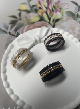 ins风小众古董珠戒指串珠成品戒指闺蜜礼物