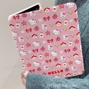 适用iPadPro保护壳粉色可爱KT小熊13寸/11寸360可旋转10.2寸苹果ipad9平板保护套ipad10代防摔mini6/7带笔槽