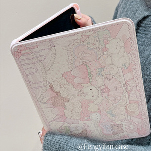适用粉色兔子生日蛋糕派对ipadPro保护壳11寸Air4/5亚克力可旋转mini6带笔槽ipad9防摔2021新款平板壳第十代