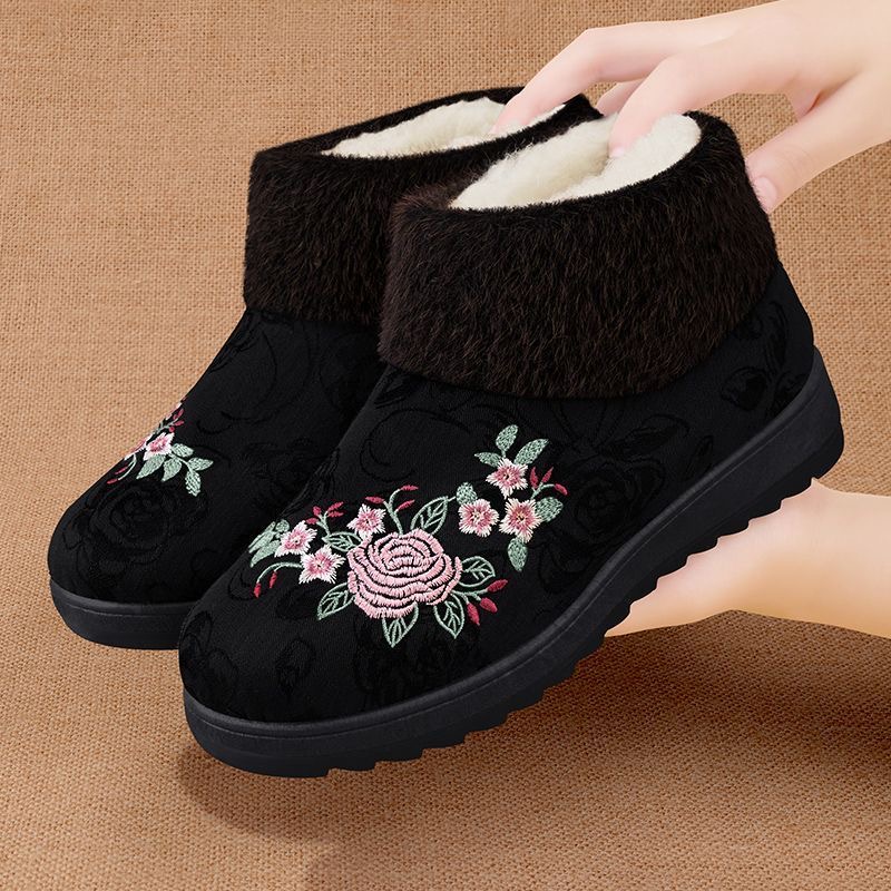 2025新款老北京布鞋女棉鞋冬季加绒保暖防滑妈妈鞋中老年软底棉靴