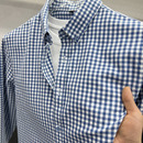 衬衫 格子长袖 青年男士 时尚 潮流休闲格子衬衣 春季 舒适百搭寸衫 薄款