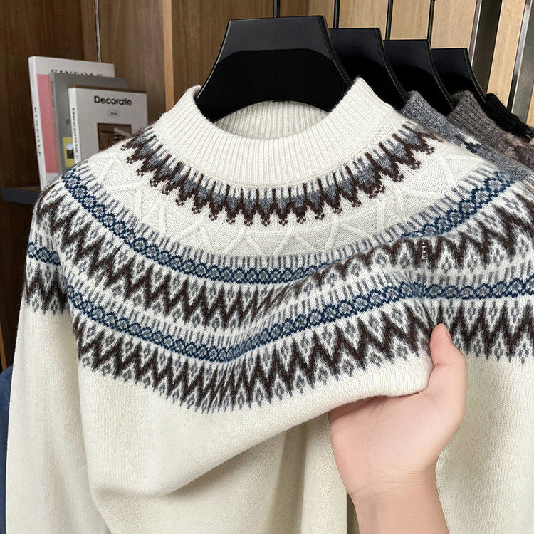 高档100纯羊毛男长袖春秋新款商务休闲提花针织打底衫圆领羊毛衫,男装,针织衫/毛衣,淘宝优惠券,粉丝福利购,淘宝优惠卷