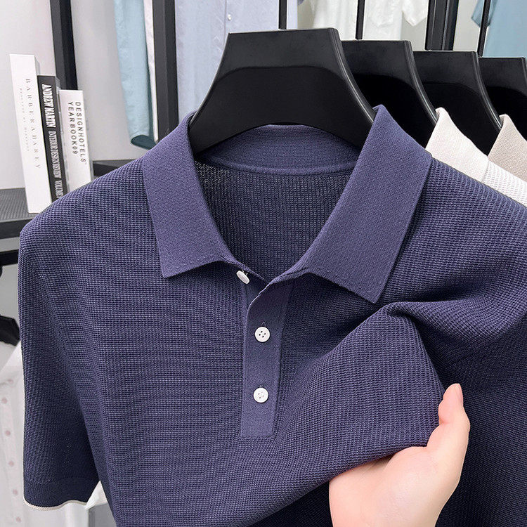 春夏季薄款高端短袖针织POLO衫男士翻领中年商务休闲T恤半袖上衣
