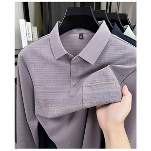 polo衫 2025新款 T恤翻领有口袋商务休闲半袖 男士 舒适透气免烫 长袖