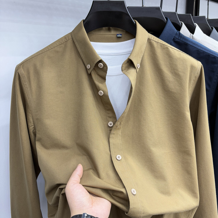 2025年春秋季中青年男装天丝棉长袖衬衫慵懒简约时尚百搭休闲衬衣