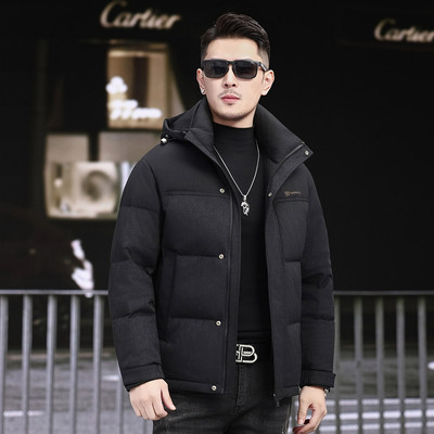 冬季新款羽绒外套加厚商务休闲中年男士白鸭绒连帽保暖抗寒羽绒服