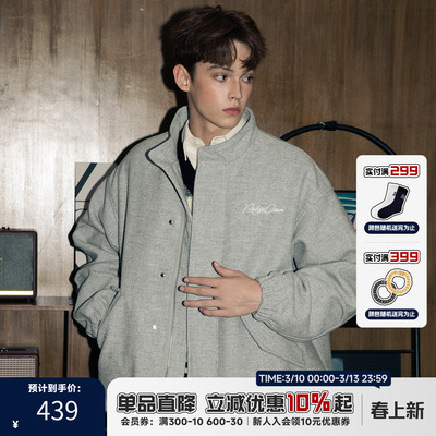 RIC军事毛呢拼接夹克情侣装潮牌