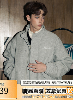 RIC 军事毛呢拼接夹克男2025秋季新款宽松高级感情侣装潮牌外套女