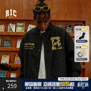 秋冬棒球衫 美式 夹克 」RIC撕裂笑脸棒球服外套情侣装 「魏哲鸣同款