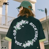 RickyiSclownry Clown White Ink поворачивается к индо -Mountain Camellia Circle Short -Sleeed T -For