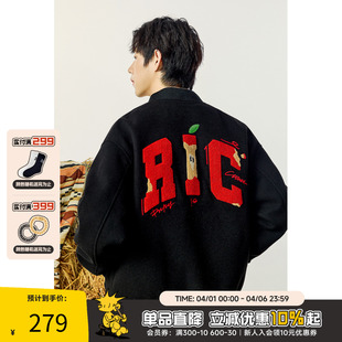 RIC趣味毛巾绣苹果棒球服夹克男2025新款 潮牌宽松情侣外套女 秋季