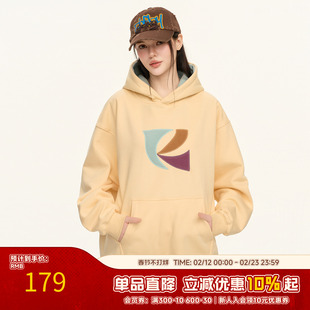 RIC 摇粒绒贴布绣花套头卫衣男2025秋季新款宽松潮牌情侣装外套女