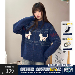 」RIC 情侣装 小猫费尔岛立领开衫 针织衫 毛衣秋冬季 「郝熠然同款