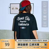 T恤2025男生新款 夏季 美式 RIC绒面发泡短袖 高级感潮牌情侣装 上衣女