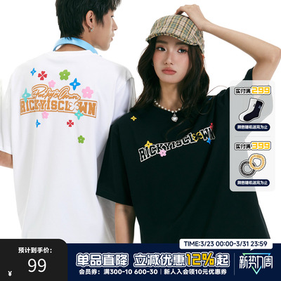 RIC趣味发泡印花短袖T恤男情侣装