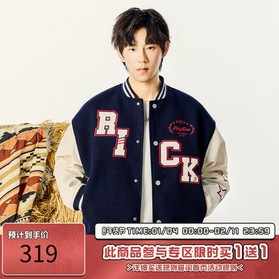 RIC学院贴皮绣棒球服夹克情侣装