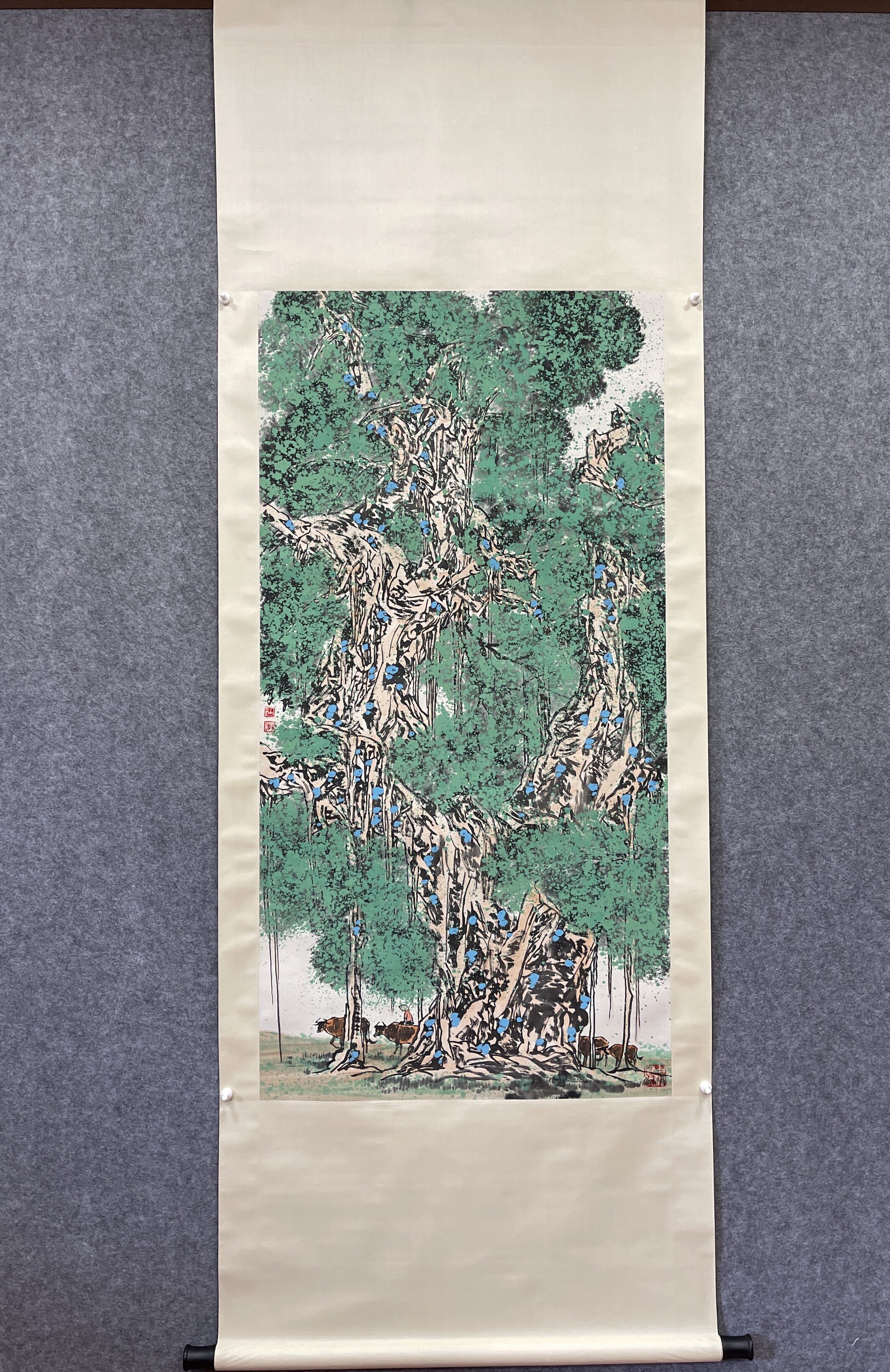 杜应强 四尺榕树图 中堂立轴 纯手绘国画书法字画 s01107