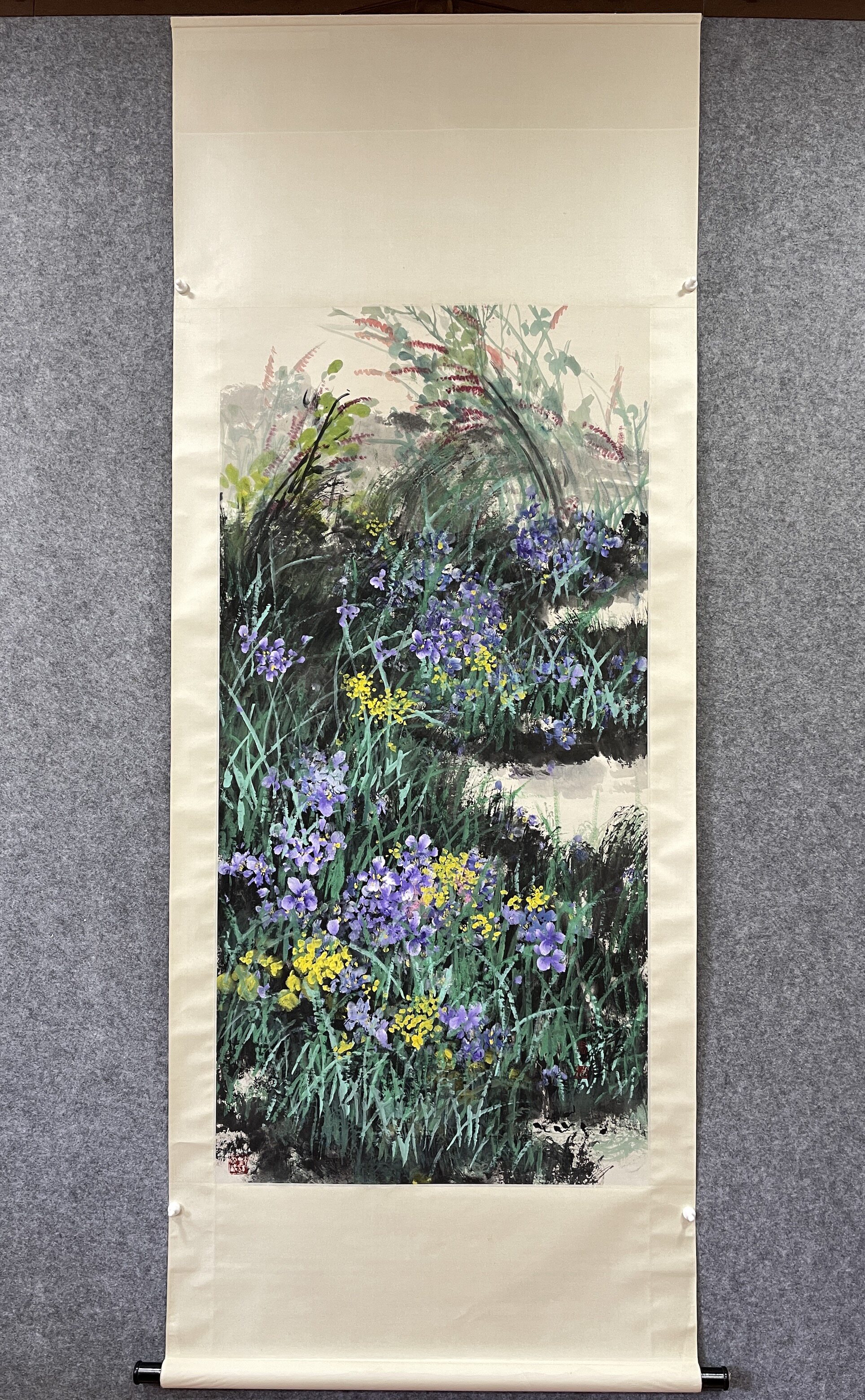 宋雨桂 繁花美景图 中堂立轴 纯手绘国画书法字画