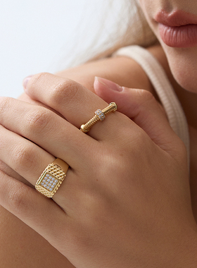 Au Revoir Les Filles 独特镶钻齿轮戒指女原创小众设计高级感