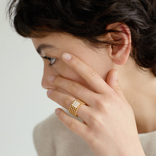 AuRevoirLesFilles多层圆珠戒指