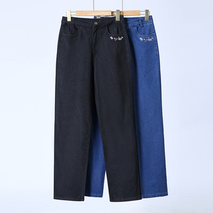 中老年妈妈春夏薄款半松紧腰牛仔裤弹力新款直筒宽松高腰大码女裤