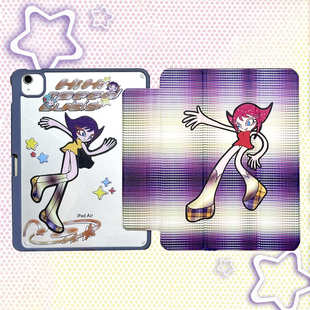 废物点心可爱卡通迷幻格可拆分磁吸带笔槽适用苹果平板iPad保护壳