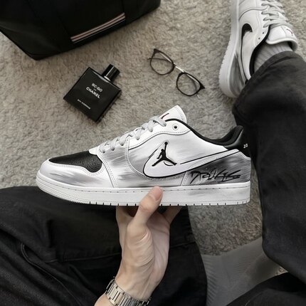 定制球鞋 Jordan COURT CONNECT 学院风耐磨轻便低帮板鞋男款黑白