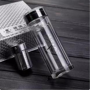 富光银龙水晶双层玻璃杯350ml男女士商务家用礼品玻璃杯子G2135