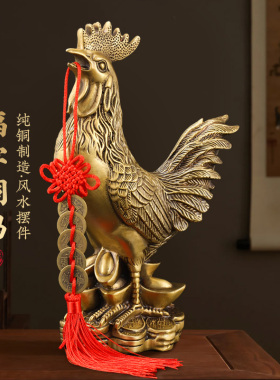 纯铜公鸡摆件十二生肖招财鸡吉祥物客厅装饰工艺品摆件开业礼品