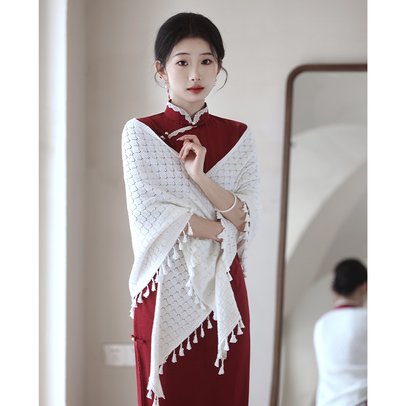 日常可穿复古披肩女外套薄款白色