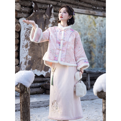 新中式国风套装冬装加厚旗袍唐装