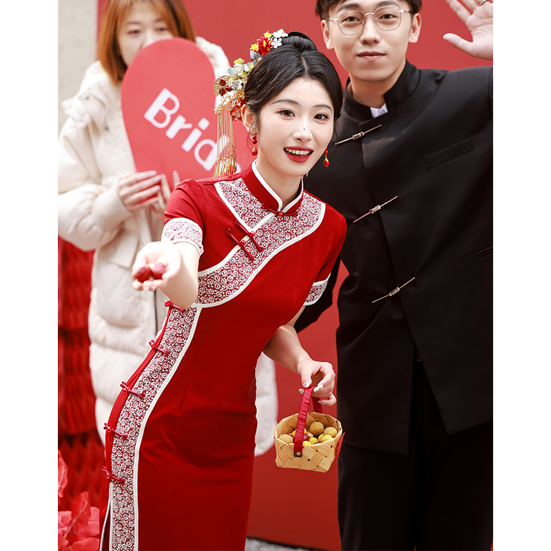 敬酒服旗袍新娘订婚礼服日常可穿