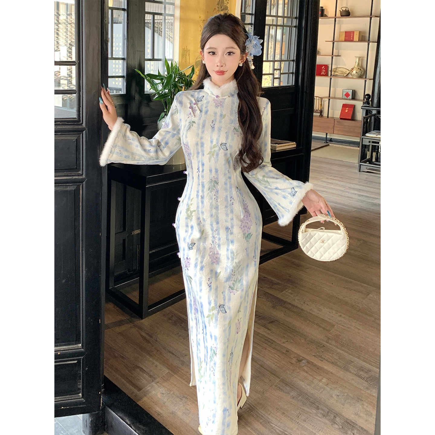 冬季旗袍加绒加厚女新中式日常穿