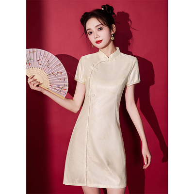 短款旗袍小个子白色日常可穿夏季
