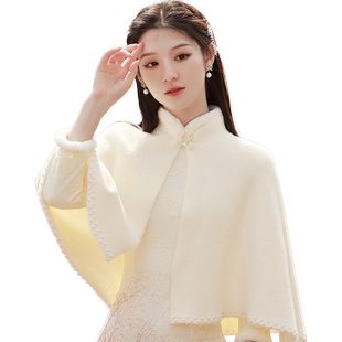 披肩旗袍敬酒服新娘婚纱礼服结婚披风斗篷秀禾服针织外套外搭冬季