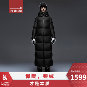 OTE 鹅绒睡袋羽绒服女极厚黑色带帽极长到脚踝超长款保暖外套O190