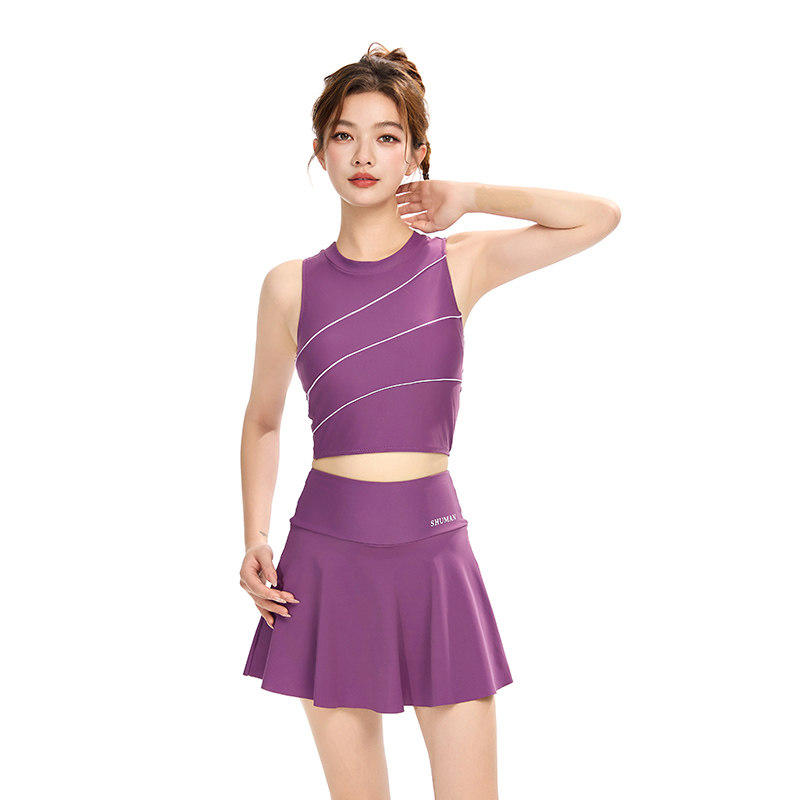 运动泳衣女分体式两件套保守遮肉显瘦温泉度假大码微胖游泳馆专用